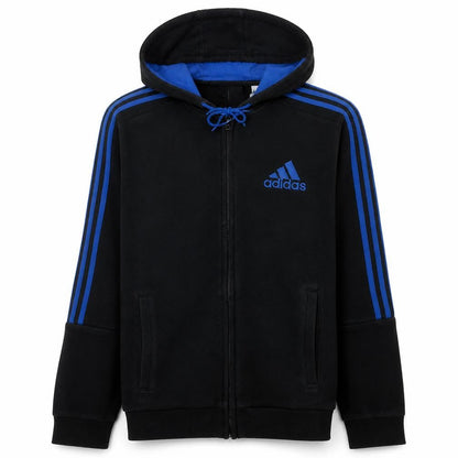 adidas Men Black Full Zip Hoodie M Fleece Sportswear