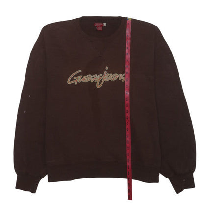 Guess Jeans Men's Brown Crew Neck Sweatshirt Size L Embroidered Logo