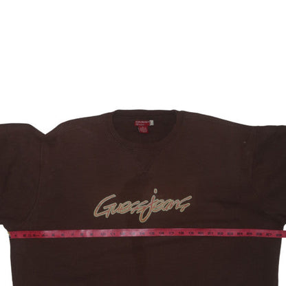 Guess Jeans Men's Brown Crew Neck Sweatshirt Size L Embroidered Logo