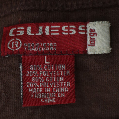 Guess Jeans Men's Brown Crew Neck Sweatshirt Size L Embroidered Logo