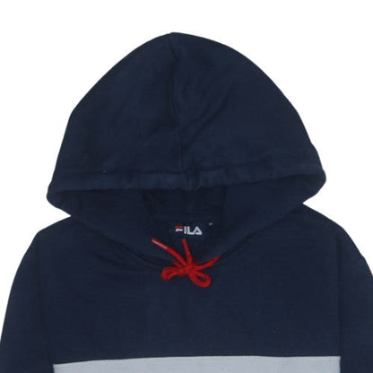 FILA Mens Multicoloured Pullover Hoodie M Logo Sportswear Cotton Blend