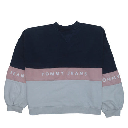 Tommy Jeans Womens Navy Pink Grey Colourblock Sweatshirt Size S