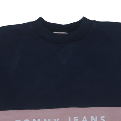 Tommy Jeans Womens Navy Pink Grey Colourblock Sweatshirt Size S