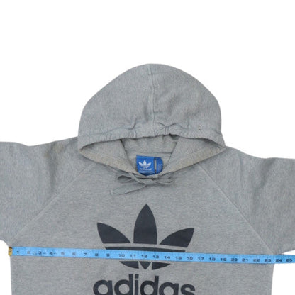 adidas Mens Grey Pullover Hoodie L Logo Fleece Sweatshirt