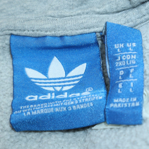 adidas Mens Grey Pullover Hoodie L Logo Fleece Sweatshirt