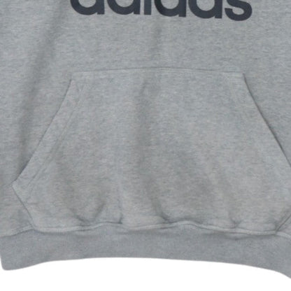 adidas Mens Grey Pullover Hoodie L Logo Fleece Sweatshirt