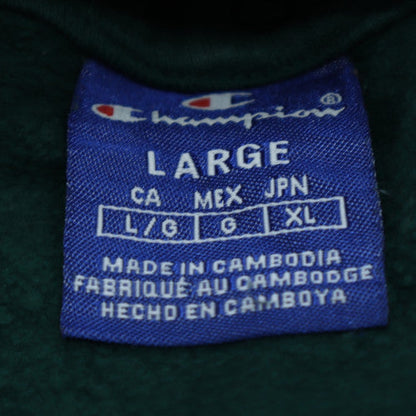 Champion Women's Green Large Pullover Hoodie 100% Cotton Logo Sweatshirt