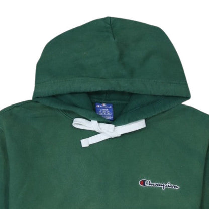 Champion Women's Green Large Pullover Hoodie 100% Cotton Logo Sweatshirt