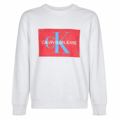 Calvin Klein Jeans Men's White XL Pullover Logo Sweatshirt