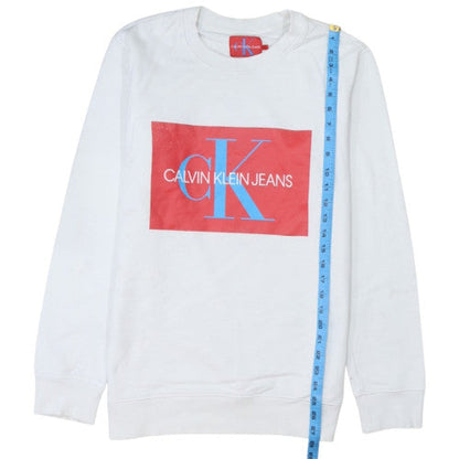 Calvin Klein Jeans Men's White XL Pullover Logo Sweatshirt