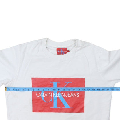 Calvin Klein Jeans Men's White XL Pullover Logo Sweatshirt