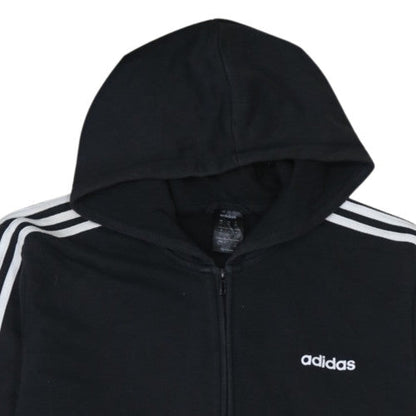 Adidas Mens Black 2XL Full Zip Hoodie Sports Fleece Sweatshirt
