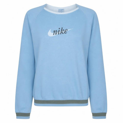Nike Womens Blue Crew Neck Long Sleeve Pullover Sweatshirt Size L