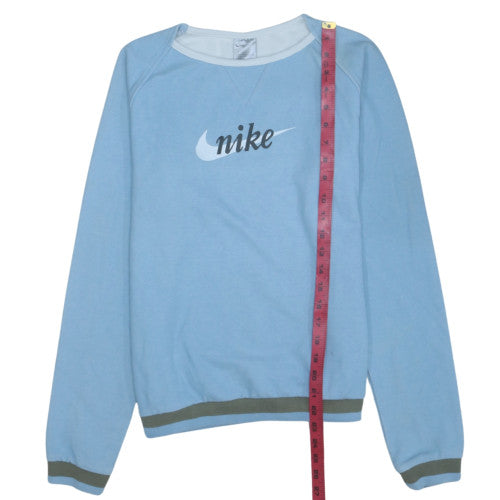 Nike Womens Blue Crew Neck Long Sleeve Pullover Sweatshirt Size L