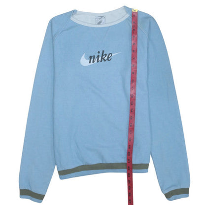 Nike Womens Blue Crew Neck Long Sleeve Pullover Sweatshirt Size L