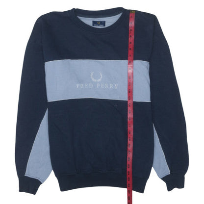 Fred Perry Mens Blue L Crew Neck Logo Sweatshirt Retro Style
