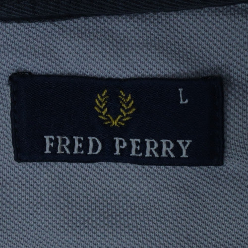 Fred Perry Mens Blue L Crew Neck Logo Sweatshirt Retro Style