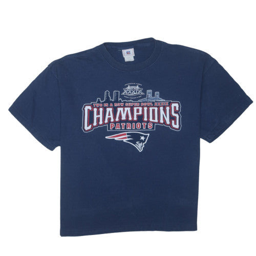 NFL Men's Navy Blue Patriots Super Bowl Champions T-Shirt XL
