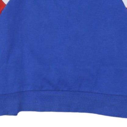 Adidas Boys Blue Colourblock Pullover Hoodie Size 164cm Cotton Blend