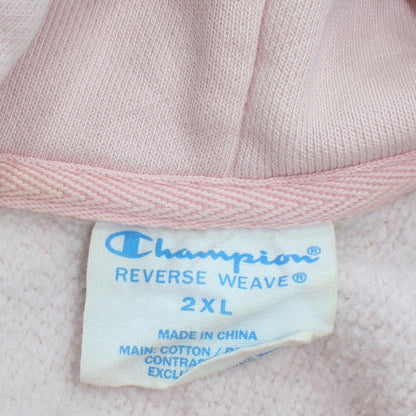 Champion Womens Pink Pullover Hoodie 2XL Reverse Weave Cotton Blend