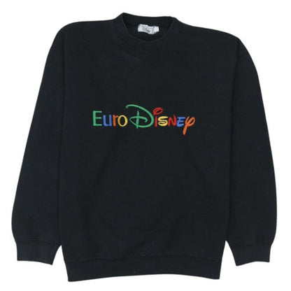 Disney Fashion Womens Black EuroDisney Embroidered Sweatshirt Size L