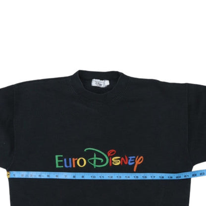 Disney Fashion Womens Black EuroDisney Embroidered Sweatshirt Size L