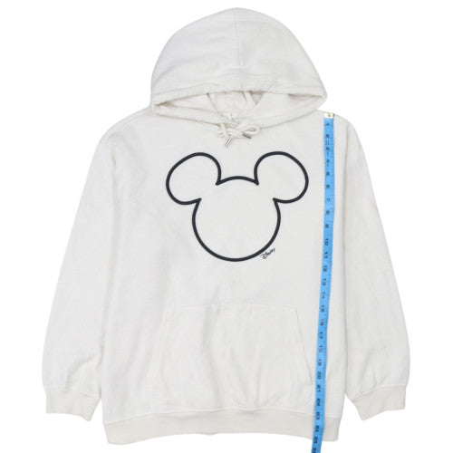 H&M Women’s White Disney Mickey Hoodie L 80% Cotton Pullover Hooded Sweatshirt