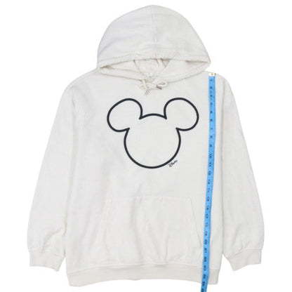 H&M Women’s White Disney Mickey Hoodie L 80% Cotton Pullover Hooded Sweatshirt
