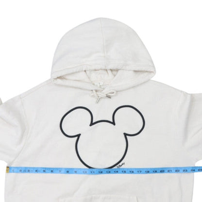 H&M Women’s White Disney Mickey Hoodie L 80% Cotton Pullover Hooded Sweatshirt