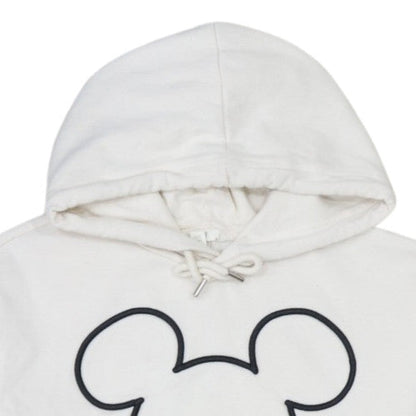 H&M Women’s White Disney Mickey Hoodie L 80% Cotton Pullover Hooded Sweatshirt