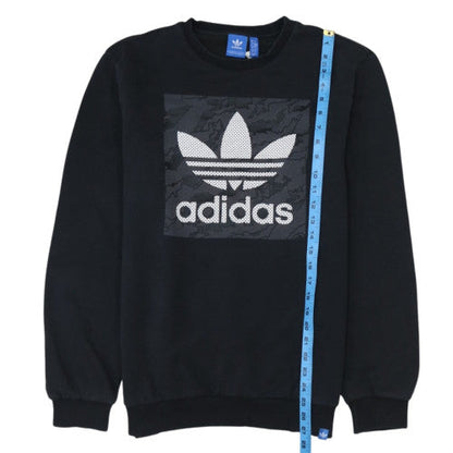 Adidas Men's Black Logo Crew Neck Pullover Sweatshirt M