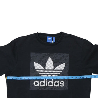 Adidas Men's Black Logo Crew Neck Pullover Sweatshirt M