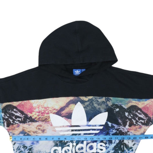 Adidas Womens Black Multicoloured Pullover Hoodie UK 8 Mountain Print