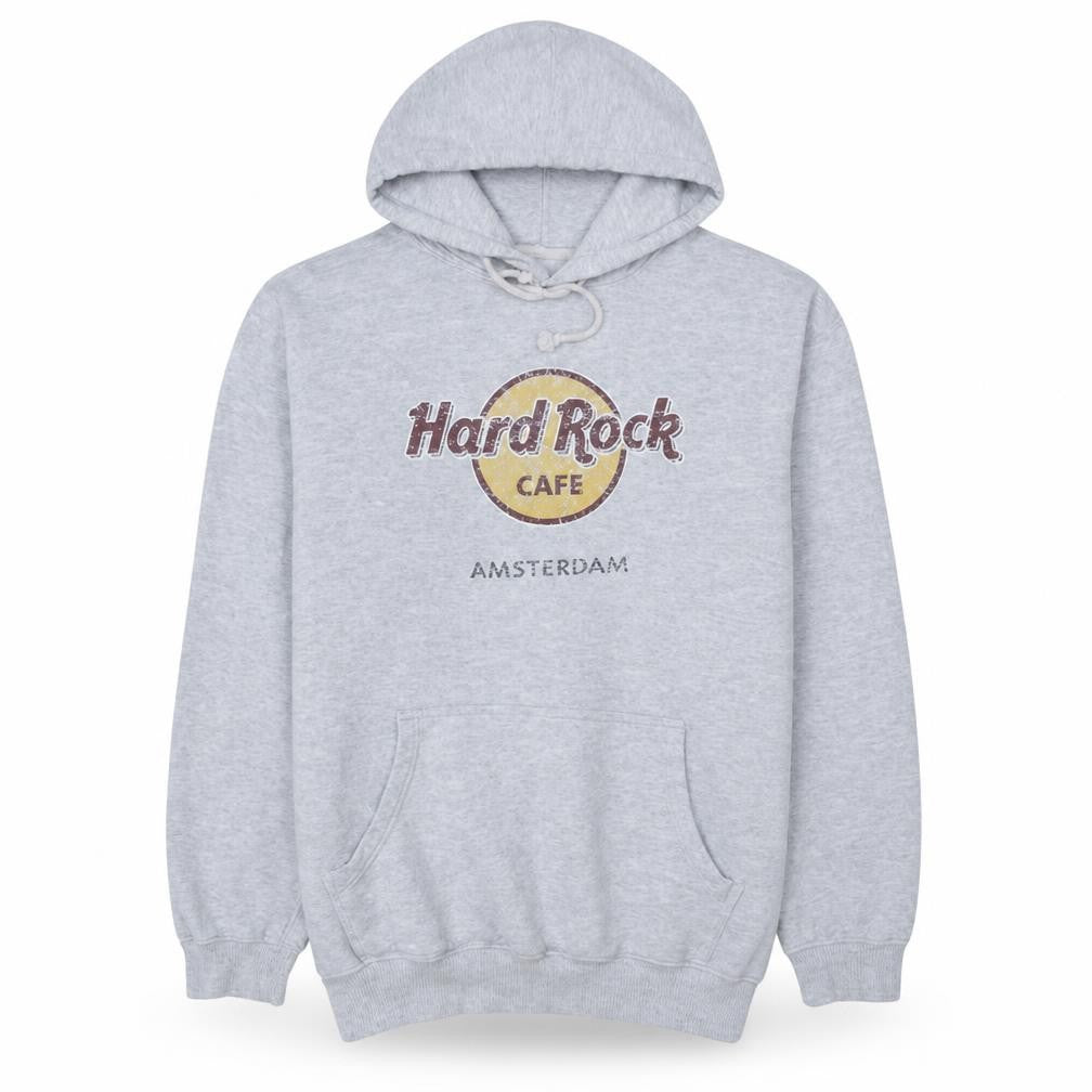 Hard Rock Cafe Men's Grey Pullover Hoodie Large Amsterdam
