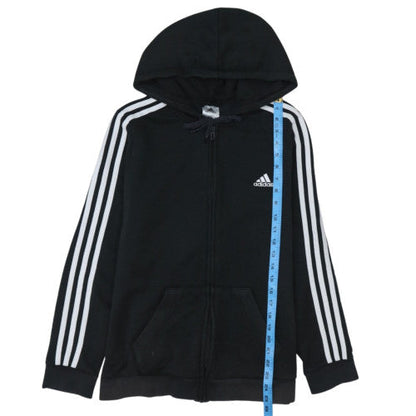 Adidas Women's Black Full Zip Hoodie L 16-18 Classic 3-Stripes