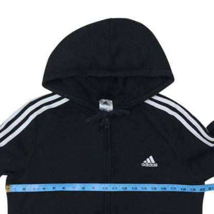 Adidas Women's Black Full Zip Hoodie L 16-18 Classic 3-Stripes
