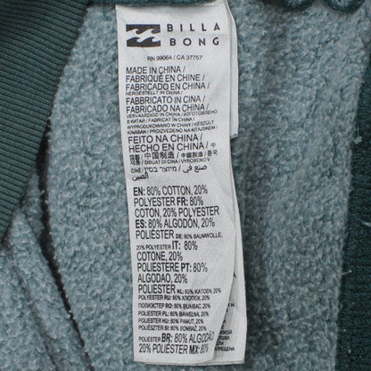 Billabong Men's Green Pullover Hoodie Size M Cotton Fleece