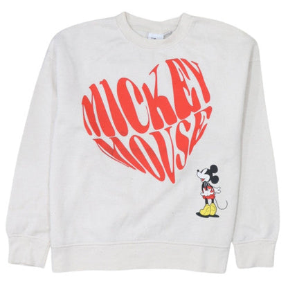 Disney Womens White Mickey Mouse Pullover Sweatshirt Size M 12/14