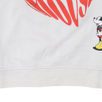Disney Womens White Mickey Mouse Pullover Sweatshirt Size M 12/14