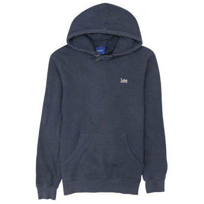 Lee Mens Blue Cotton Pullover Hoodie Medium Drawstring