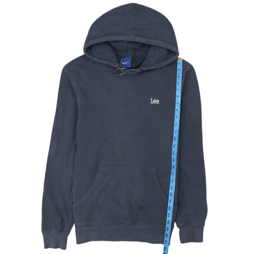 Lee Mens Blue Cotton Pullover Hoodie Medium Drawstring