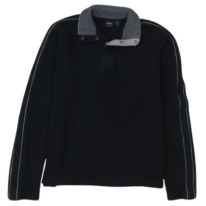 Hugo Boss Men's Black Collared Henley Jumper Size L Regular Fit