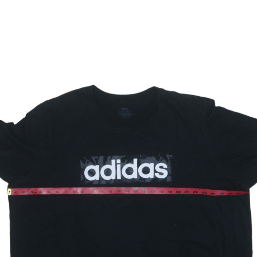 adidas Men's Black 3XL Crew Neck Sports Logo T-Shirt