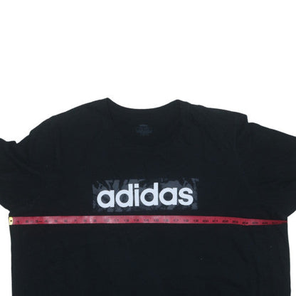 adidas Men's Black 3XL Crew Neck Sports Logo T-Shirt