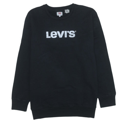 Levi's Women's Black 2XL Logo Crew Neck Pullover Sweatshirt
