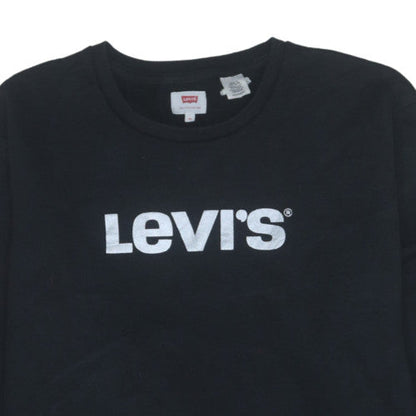 Levi's Women's Black 2XL Logo Crew Neck Pullover Sweatshirt