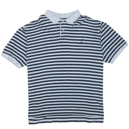 Nautica Men's Blue White Striped 3XLT Cotton Polo Shirt
