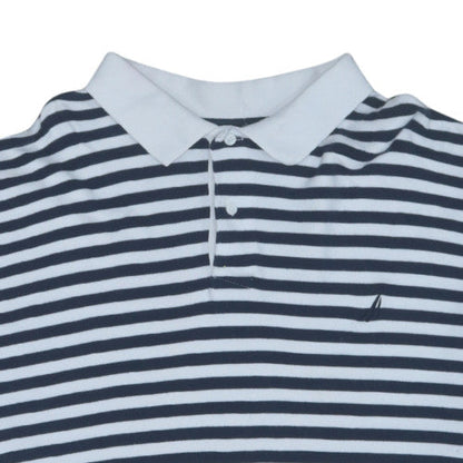 Nautica Men's Blue White Striped 3XLT Cotton Polo Shirt