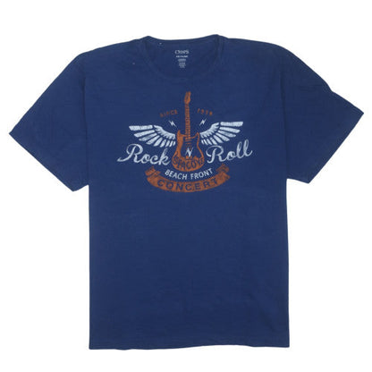 Chaps Men's Blue Rock & Roll Graphic T-Shirt XXL Cotton Crew Neck