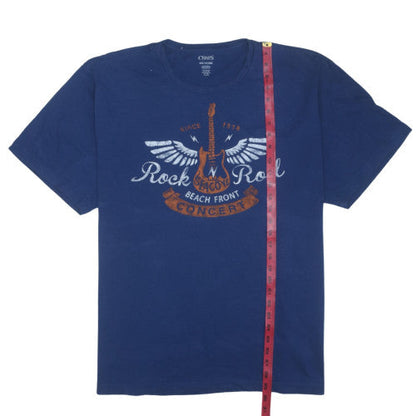 Chaps Men's Blue Rock & Roll Graphic T-Shirt XXL Cotton Crew Neck